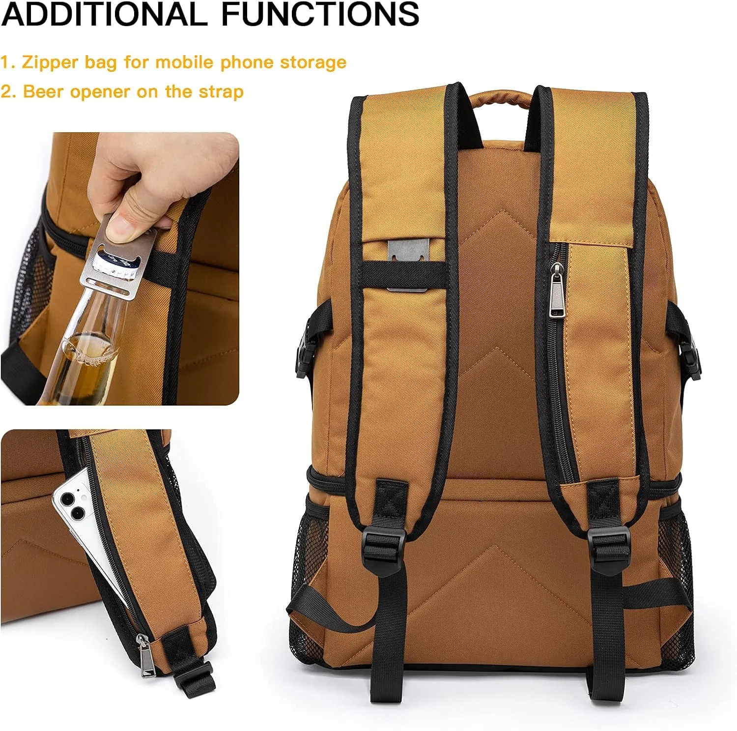 TUGUAN Insulated Cooler Backpack 38/42 Cans Double Deck Leakproof Lightweight Soft Lunch Backpack Small Cooler Bag Beach Picnic