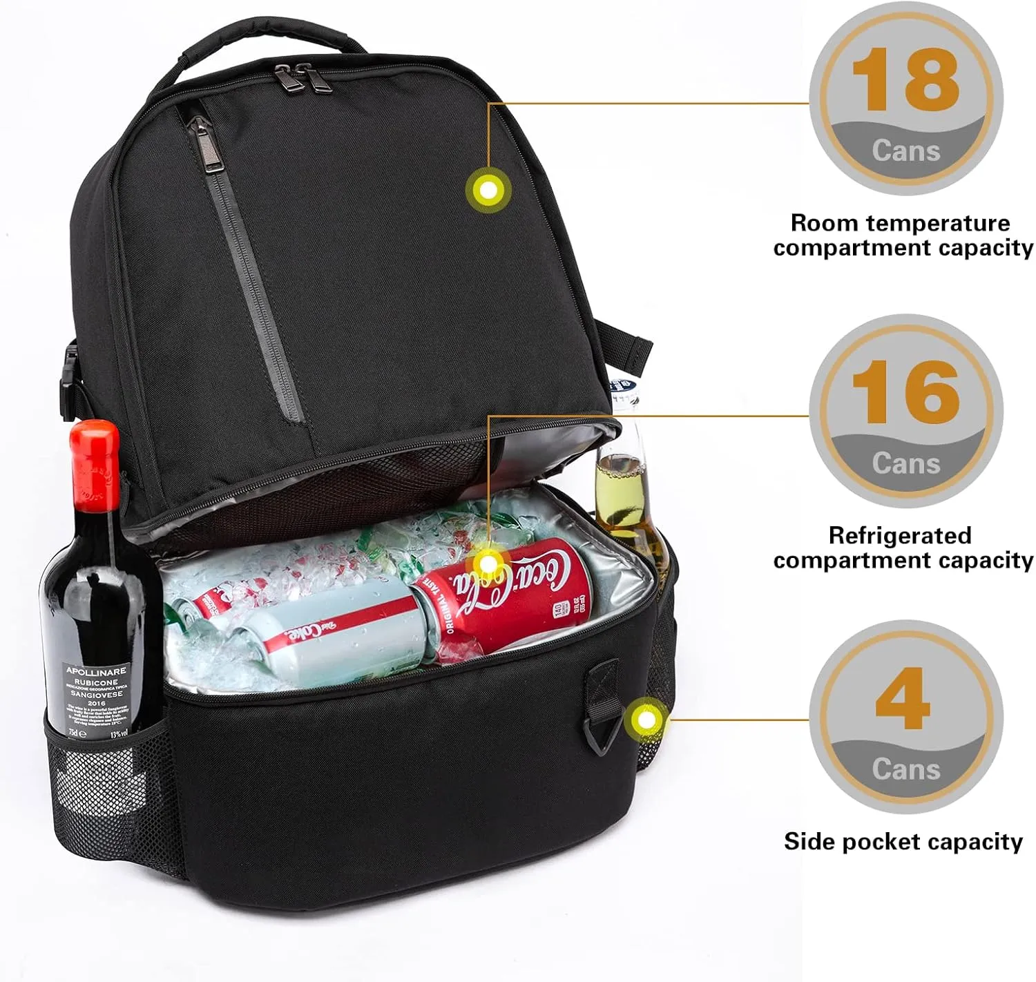 TUGUAN Insulated Cooler Backpack 38/42 Cans Double Deck Leakproof Lightweight Soft Lunch Backpack Small Cooler Bag Beach Picnic