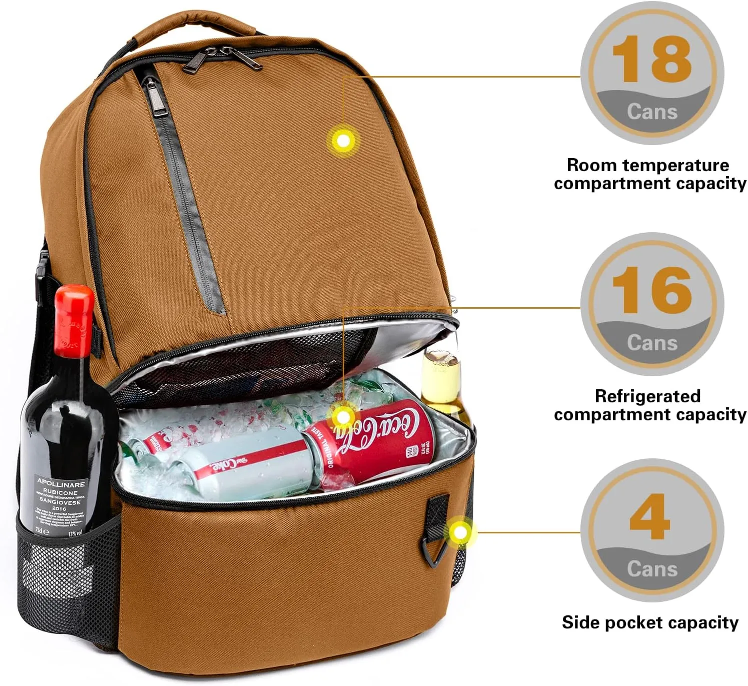 TUGUAN Insulated Cooler Backpack 38/42 Cans Double Deck Leakproof Lightweight Soft Lunch Backpack Small Cooler Bag Beach Picnic