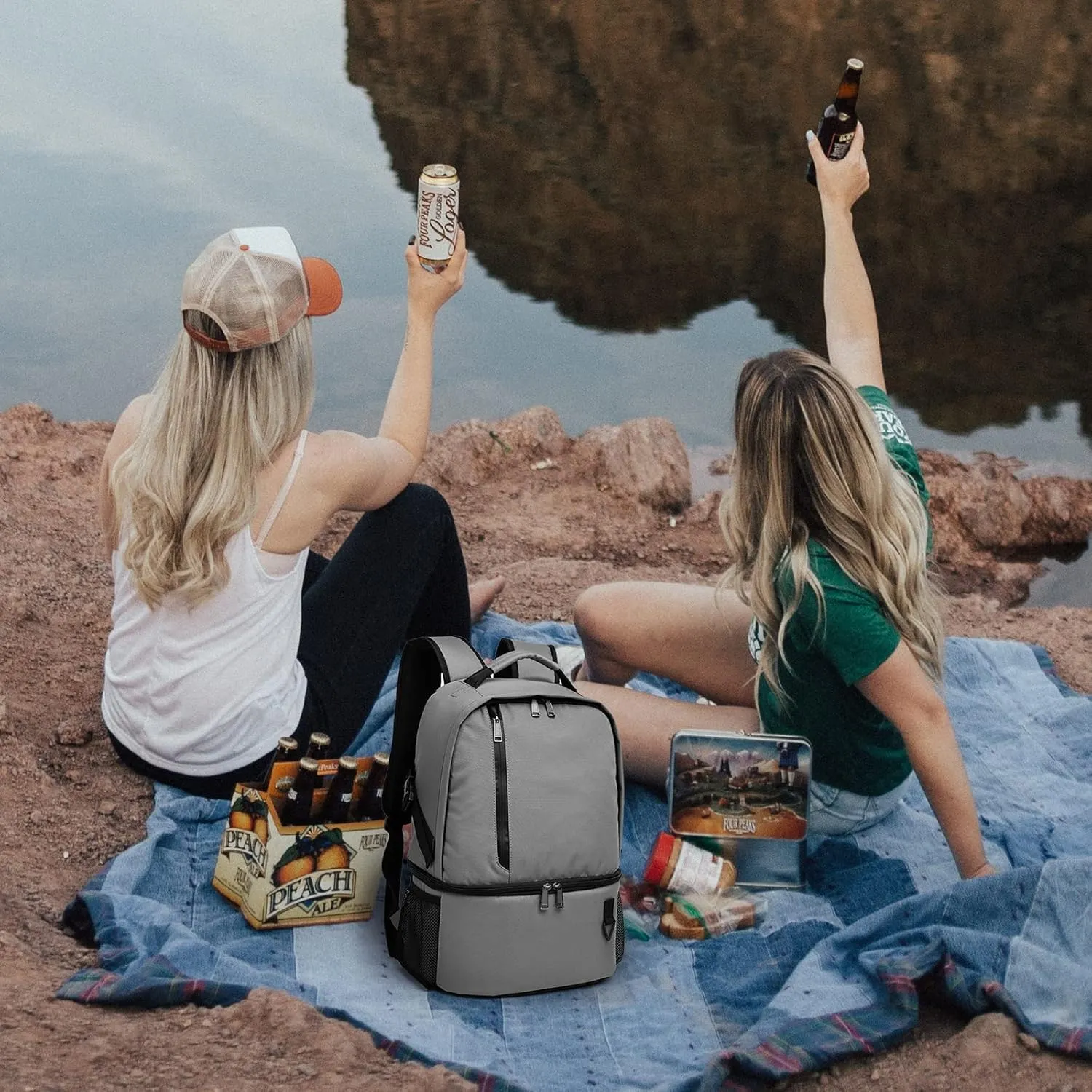 TUGUAN Insulated Cooler Backpack 38/42 Cans Double Deck Leakproof Lightweight Soft Lunch Backpack Small Cooler Bag Beach Picnic