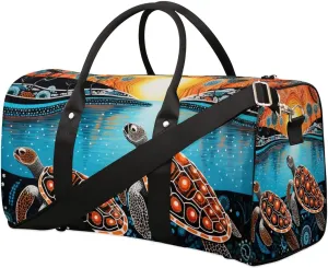 Turtle Tortoise Cute Travel Duffel Bag for Women Men Waterproof Foldable Overnight Weekender Bag Large Capacity Sports Gym Bag