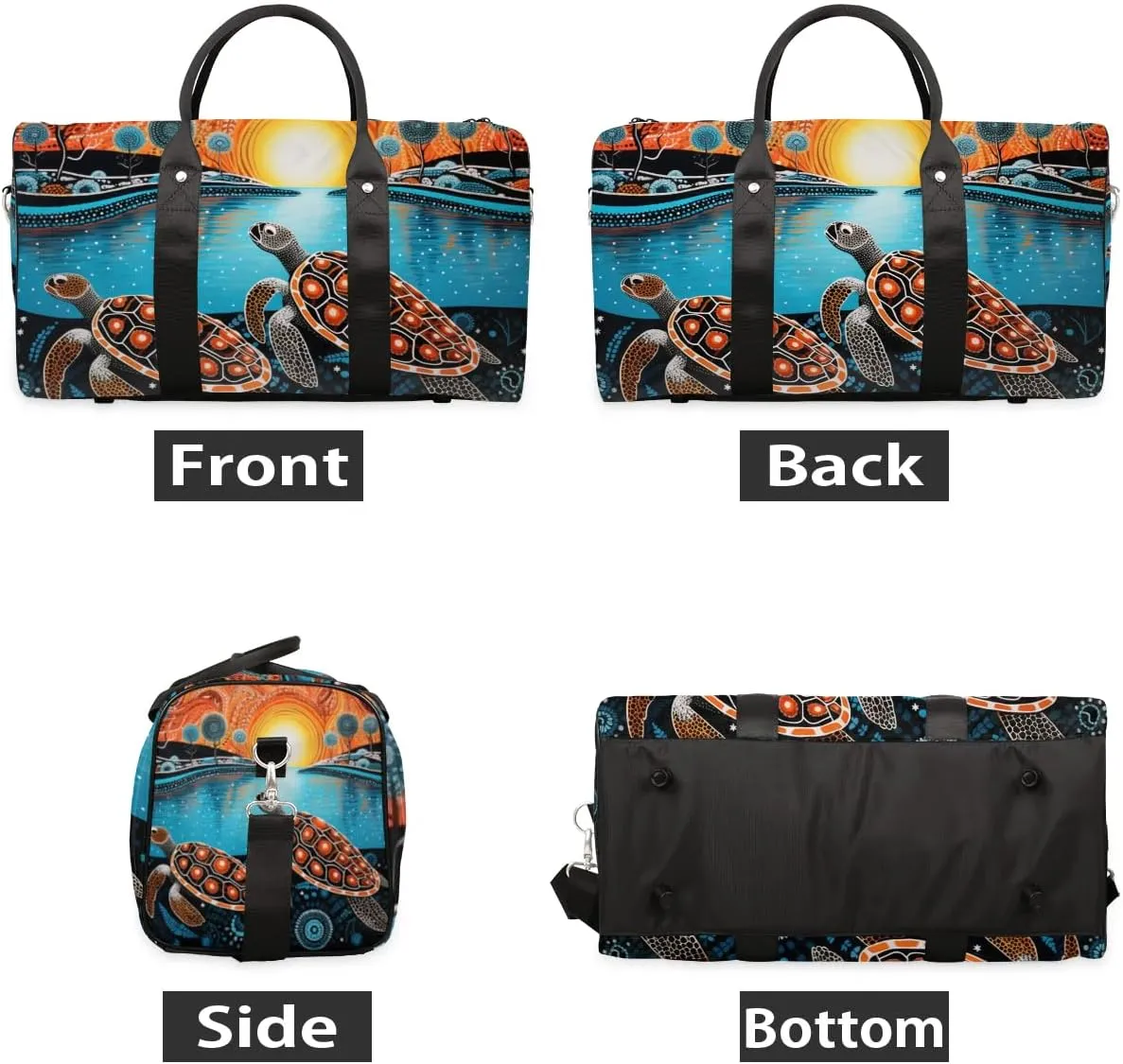 Turtle Tortoise Cute Travel Duffel Bag for Women Men Waterproof Foldable Overnight Weekender Bag Large Capacity Sports Gym Bag