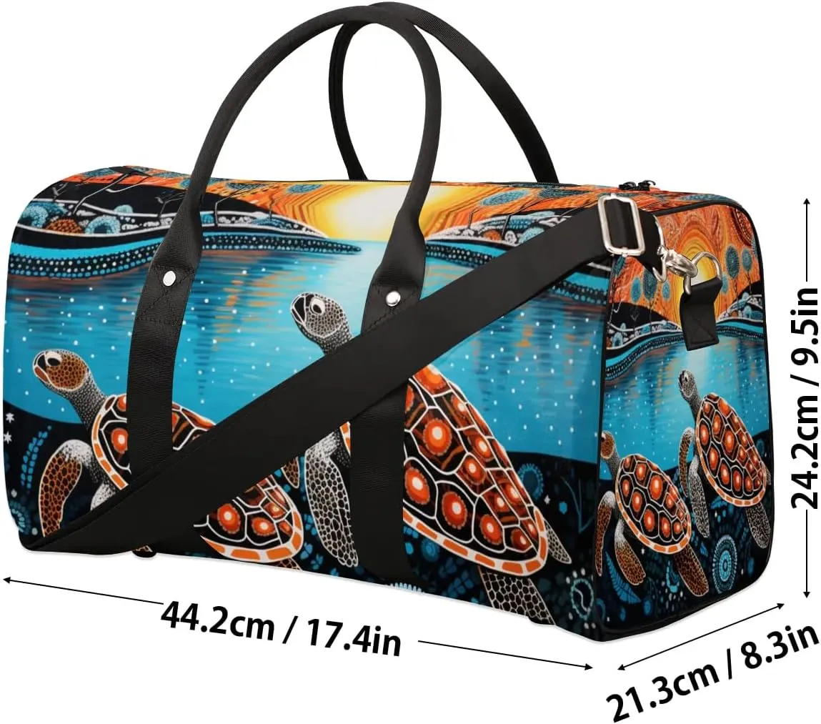Turtle Tortoise Cute Travel Duffel Bag for Women Men Waterproof Foldable Overnight Weekender Bag Large Capacity Sports Gym Bag