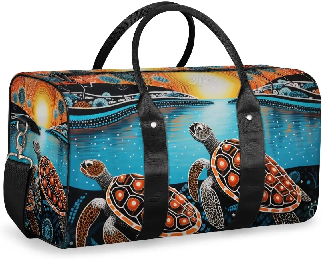 Turtle Tortoise Cute Travel Duffel Bag for Women Men Waterproof Foldable Overnight Weekender Bag Large Capacity Sports Gym Bag
