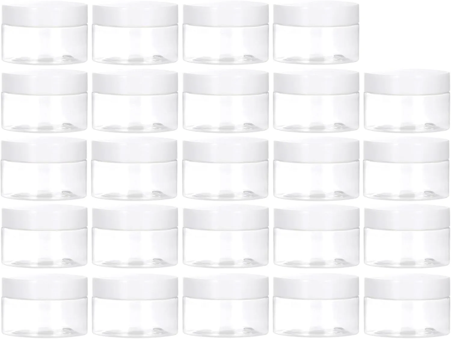 TUZAZO 1 OZ Plastic Jars Round Clear Cosmetic Container Jars with Lids and Labels, 24 Pack Small Plastic Jars for Lotion, Cream, Ointments, Makeup, Glitters, Samples, Travel Storage