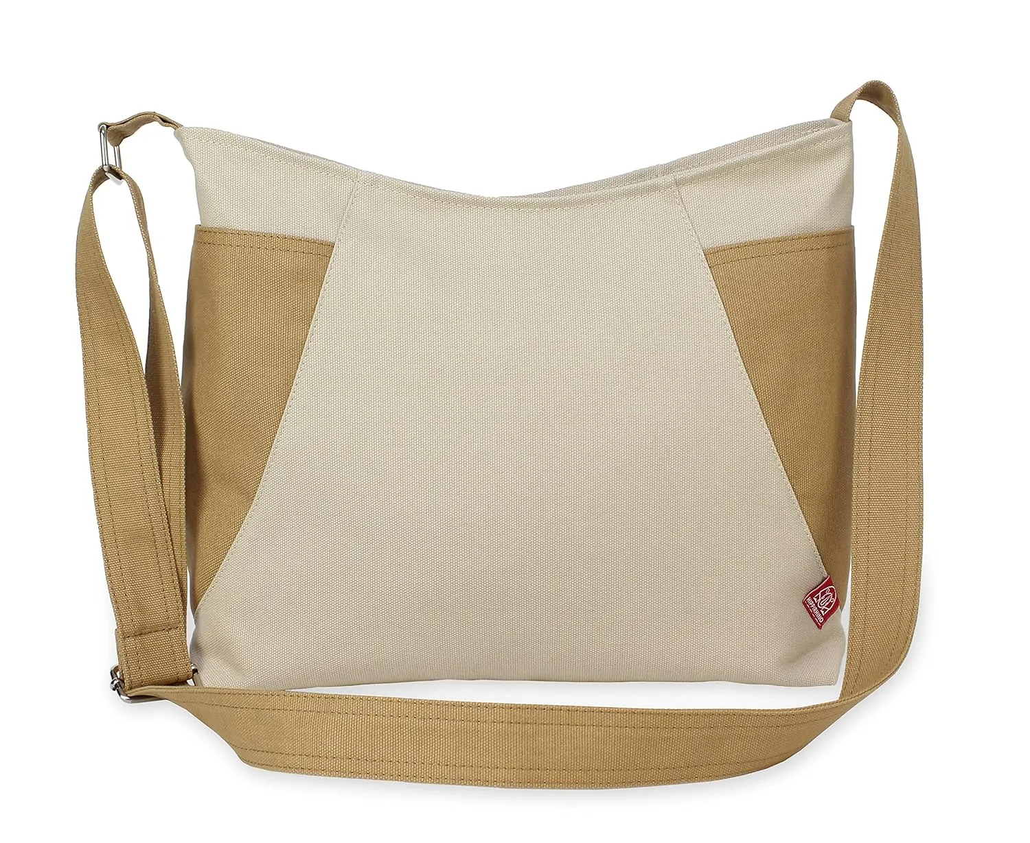 Two-Color Hobo Bag Large Side Pockets Shoulder Crossbody Bag Handmade Cotton Canvas Vegan Washable Zippered Traveler Classy Roomy Weekender (Large)