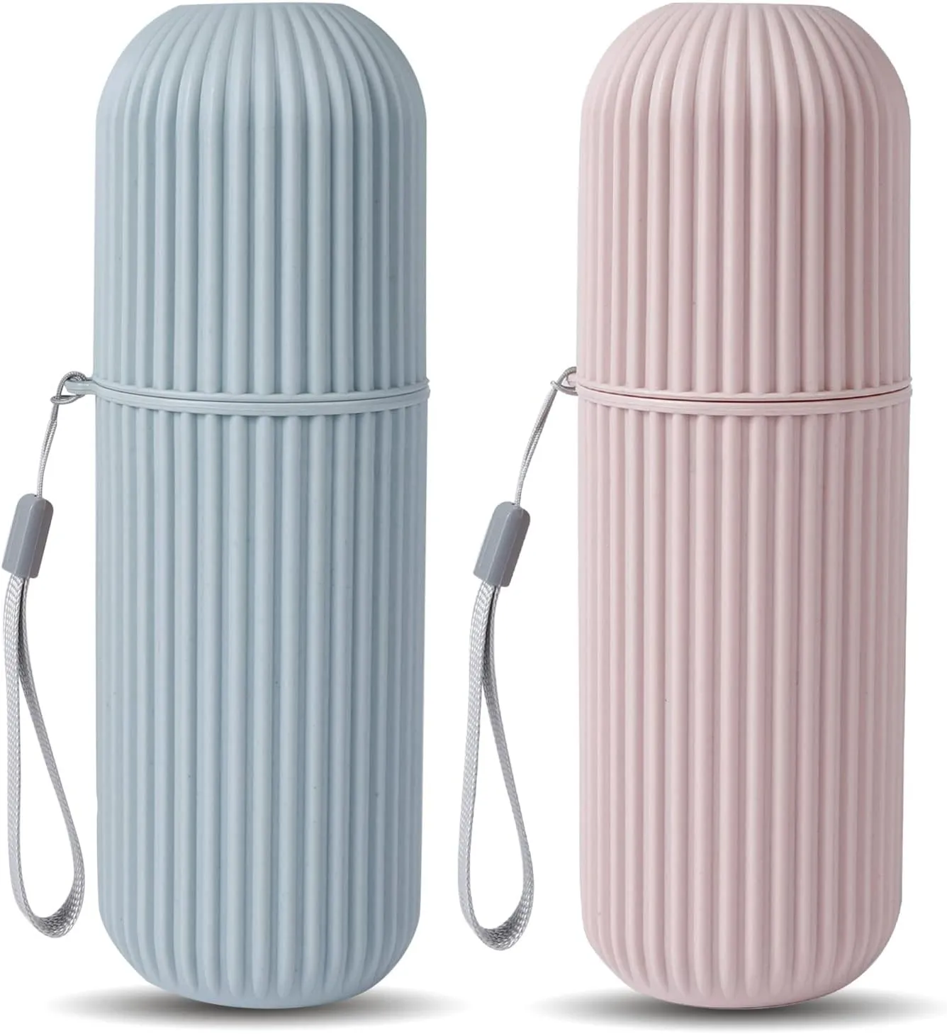 UCEC Toothbrush Travel Case, 8.2 Inch Longer Holder, Portable for Traveling Camping Business Trip School Bathroom, 2 Pack (Blue, Pink)