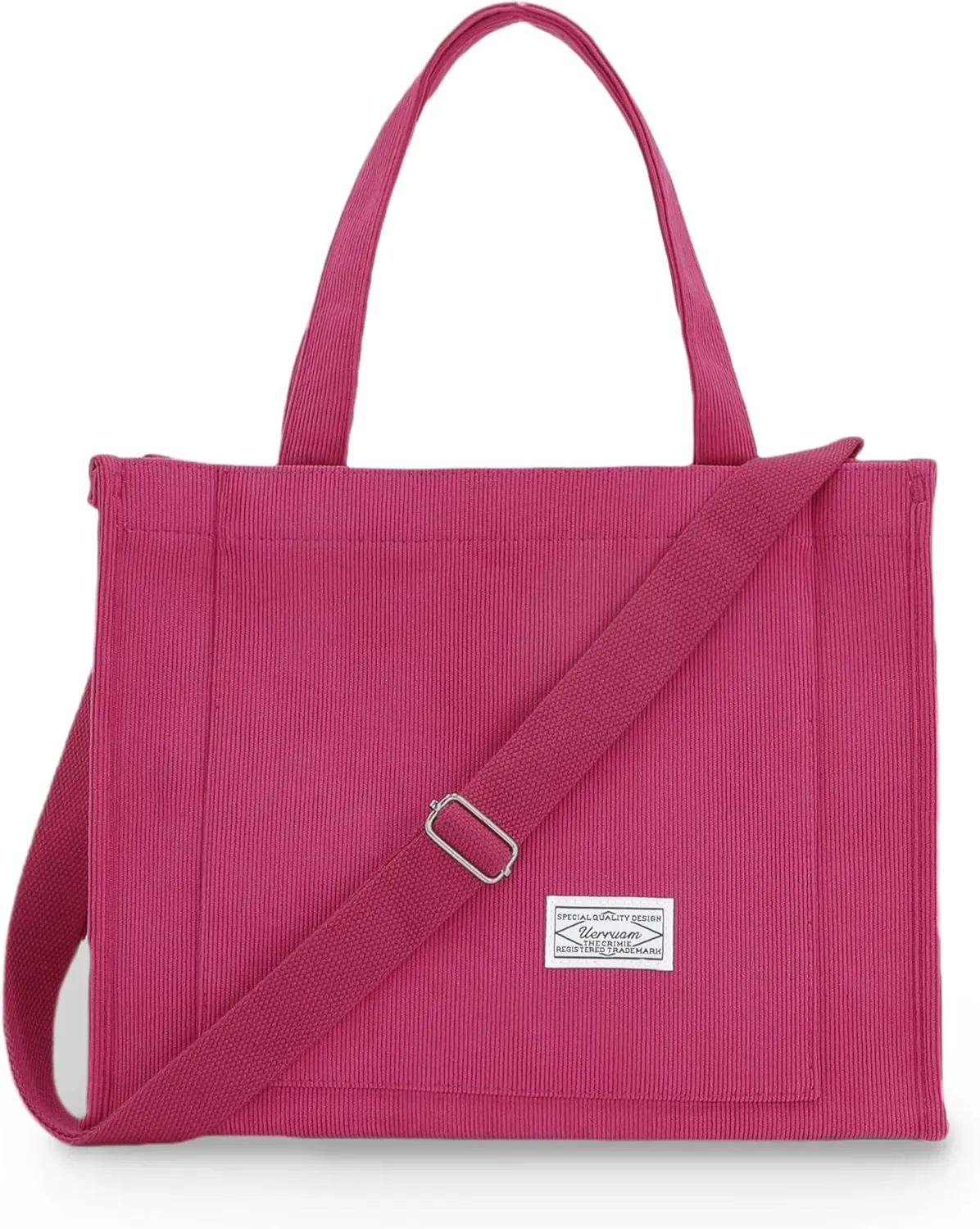 UERRUAM Corduroy Tote Bag for Women Work Crossbody Purse for Everyday,College,Travel,Lightweight Handbag Adjustable Strap