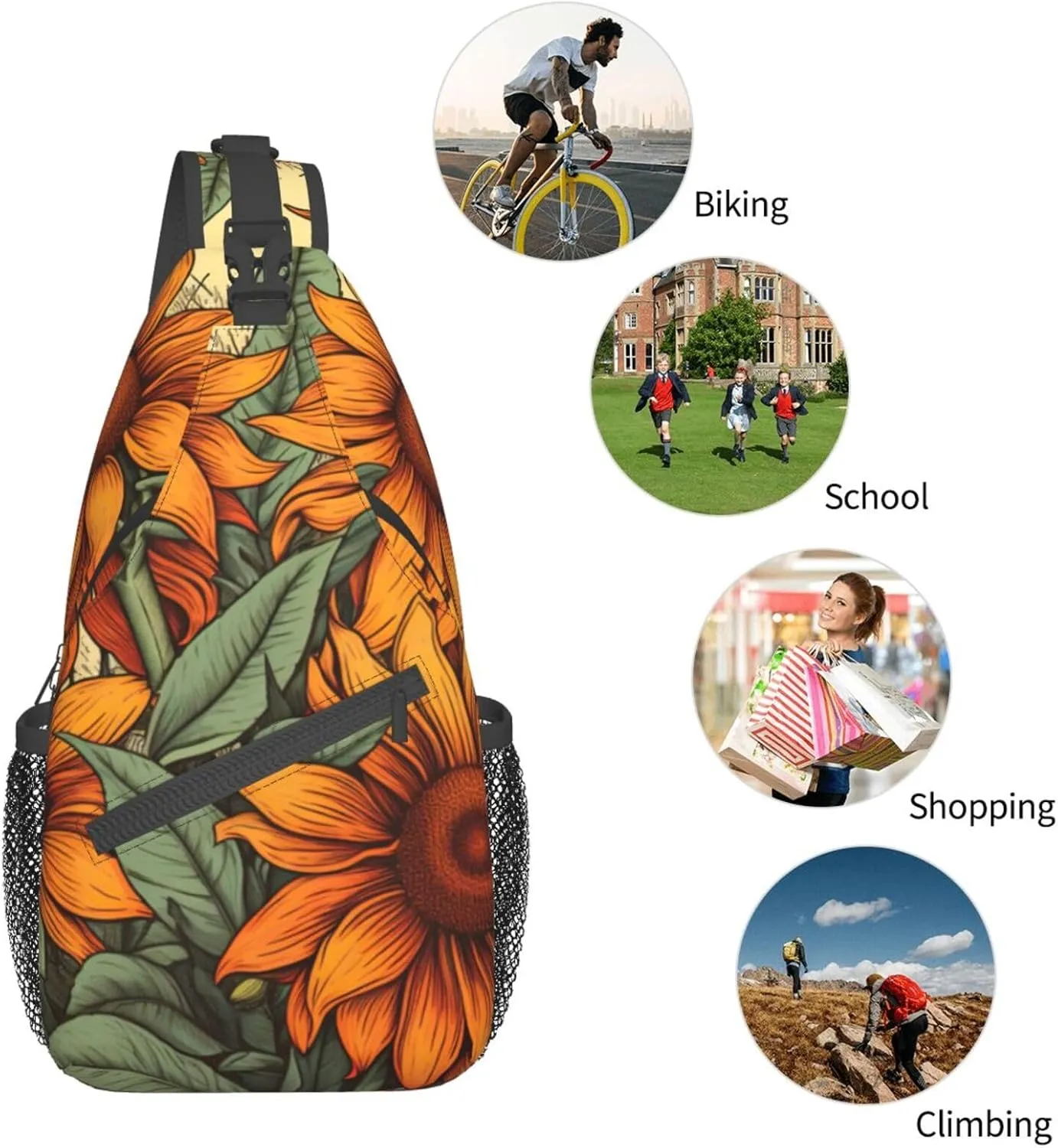 Ufo At Night Crossbody Bag Chest Shoulder Bag Small Casual Backpack Suitable For Women Men Hiking