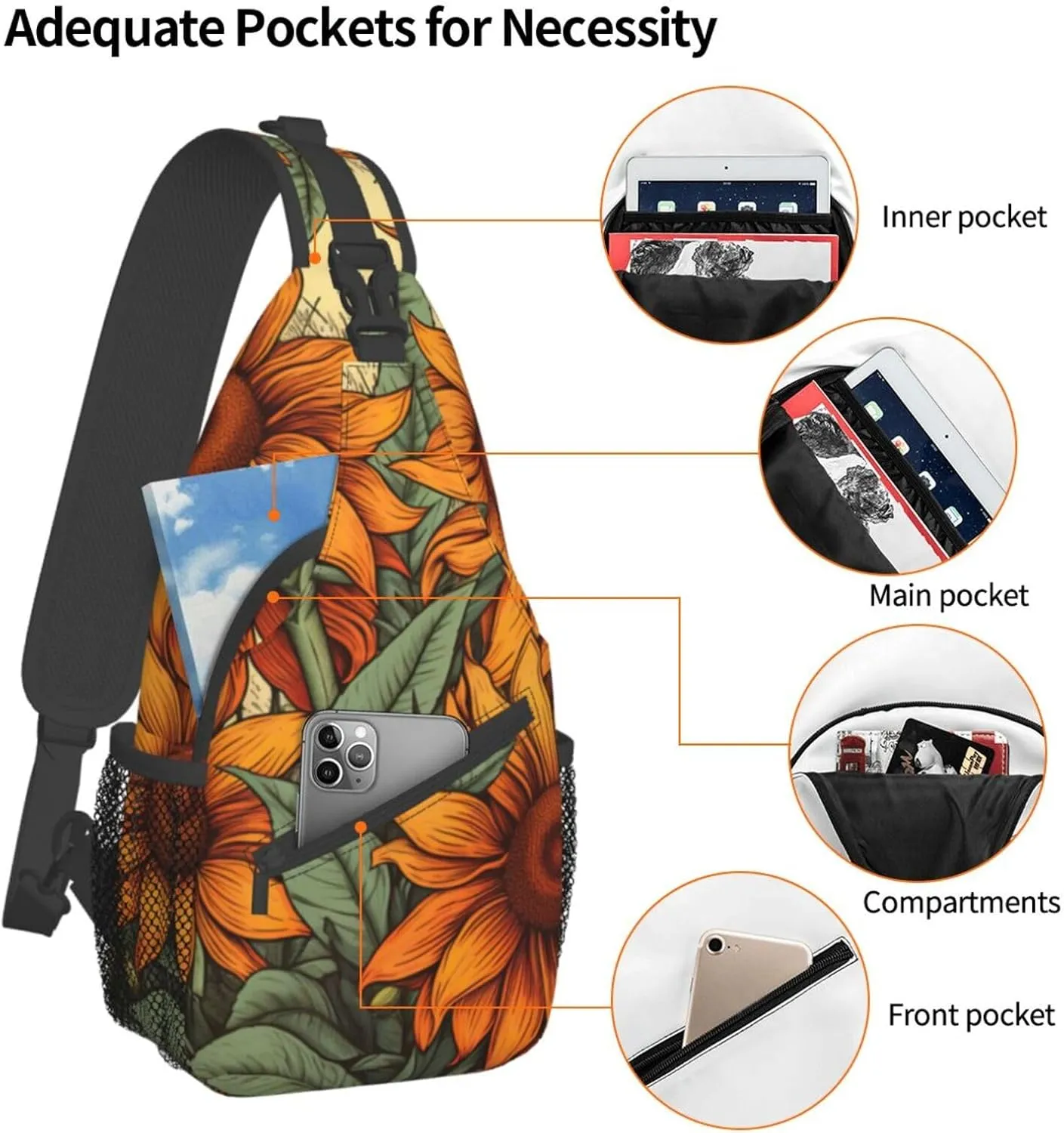 Ufo At Night Crossbody Bag Chest Shoulder Bag Small Casual Backpack Suitable For Women Men Hiking
