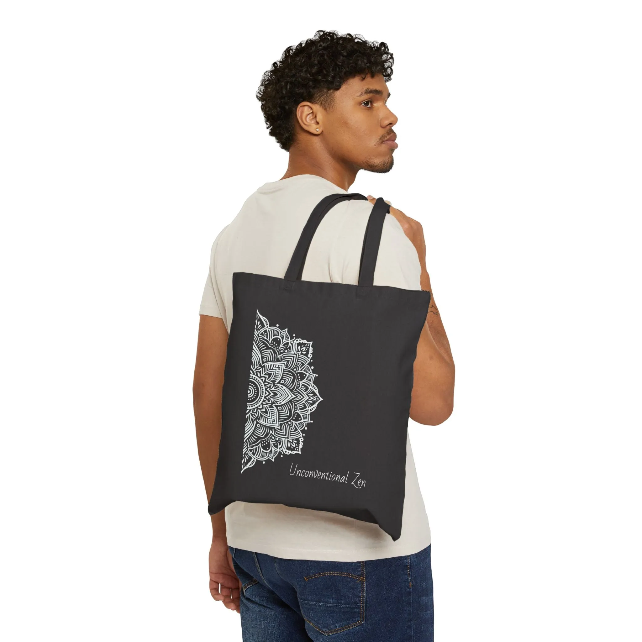 Unconventional Zen Cotton Canvas Tote Bag - Mindful Merchandise for Everyday Use