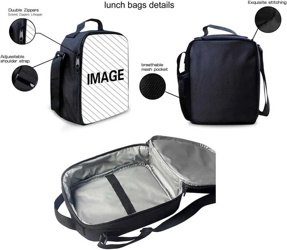 UNICEU 3D Fire Basketball Boys School Bag Set with Lunchbox Pencil Case Large Capacity Insulated Pouch