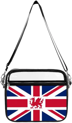 Union Flag (including Wales) Clear Crossbody Bags Shoulder Bag Messenger Purse for Stadium Concerts Sports Events