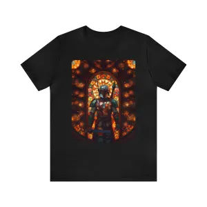 Unisex Jersey Short Sleeve Tee - The Mandalorian Catholic Stained Glass Window