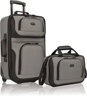 U.S. Traveler Rio Rugged Fabric Expandable Carry-on Luggage, Grey, Set