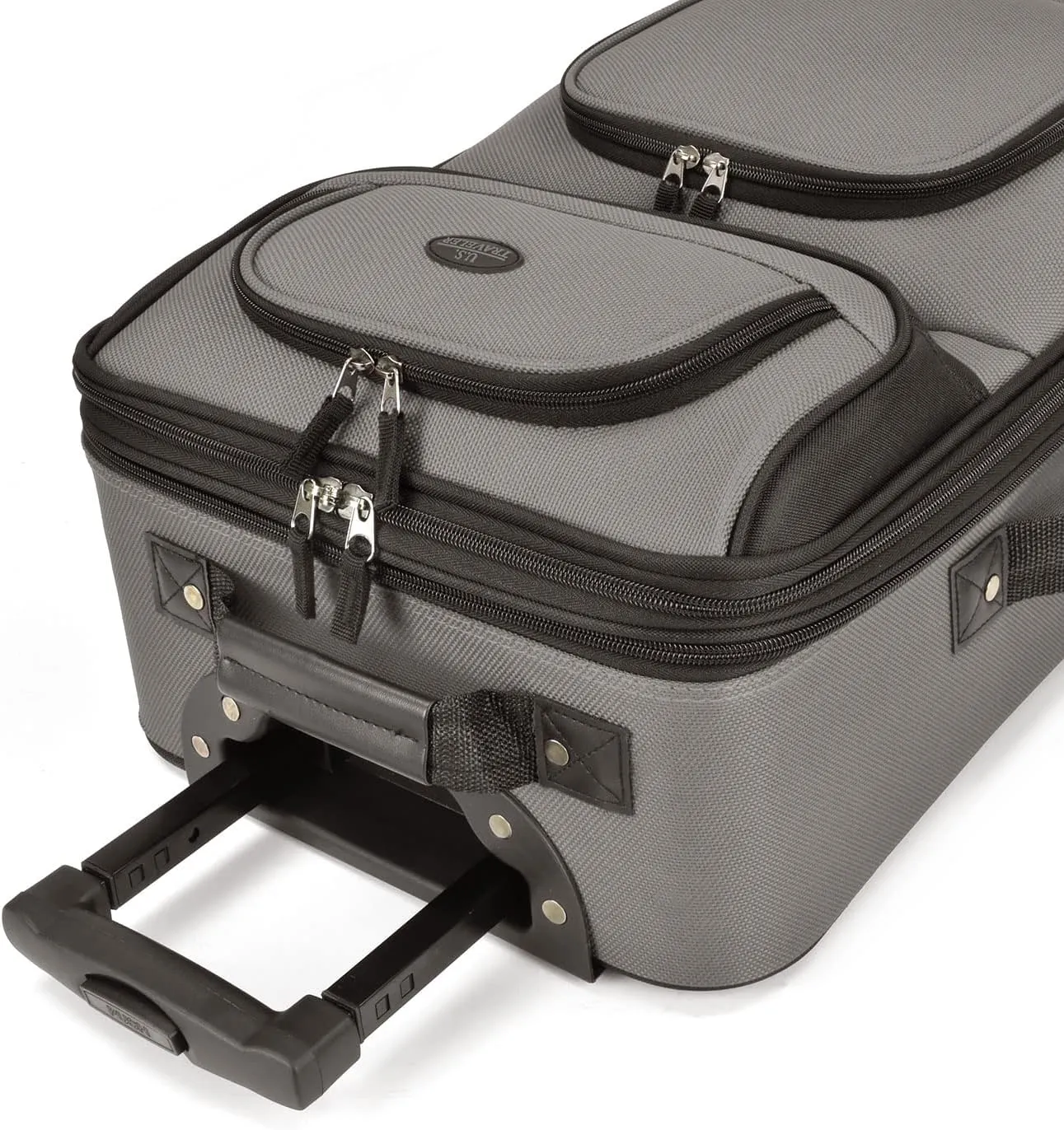 U.S. Traveler Rio Rugged Fabric Expandable Carry-on Luggage, Grey, Set