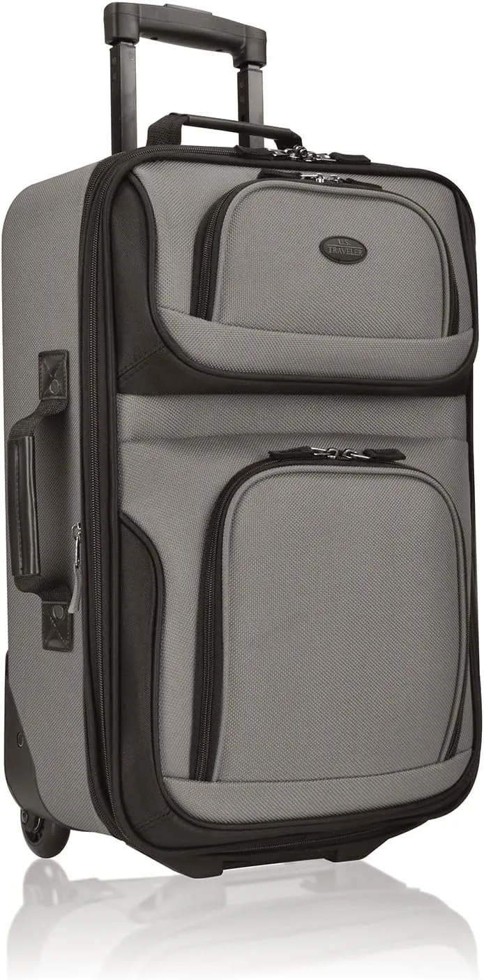 U.S. Traveler Rio Rugged Fabric Expandable Carry-on Luggage, Grey, Set