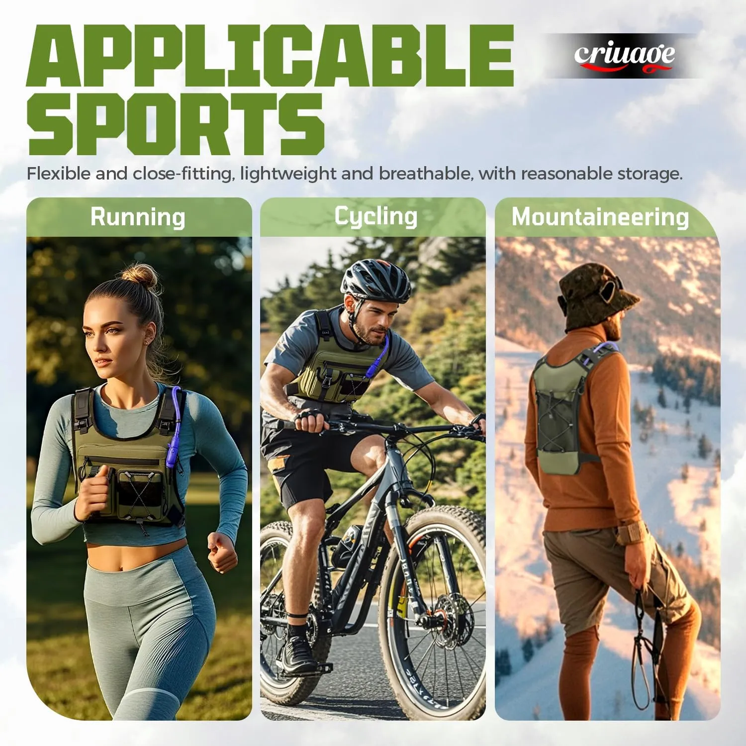 USA Original Patent Running Hydration Vest Backpack, Lightweight Chest Pack with 2.0L Water Bladder Bag Daypack for Hiking Running Cycling Race Marathon for Women Men