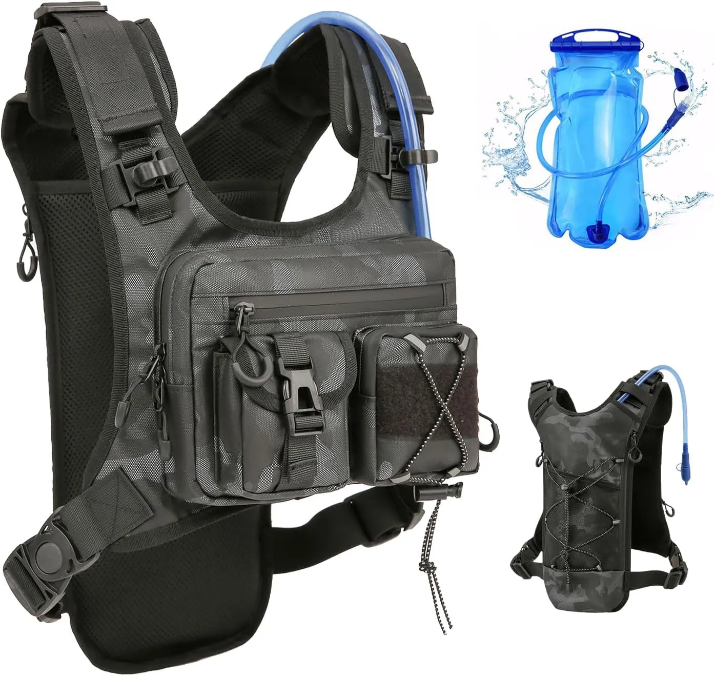 USA Original Patent Running Hydration Vest Backpack, Lightweight Chest Pack with 2.0L Water Bladder Bag Daypack for Hiking Running Cycling Race Marathon for Women Men