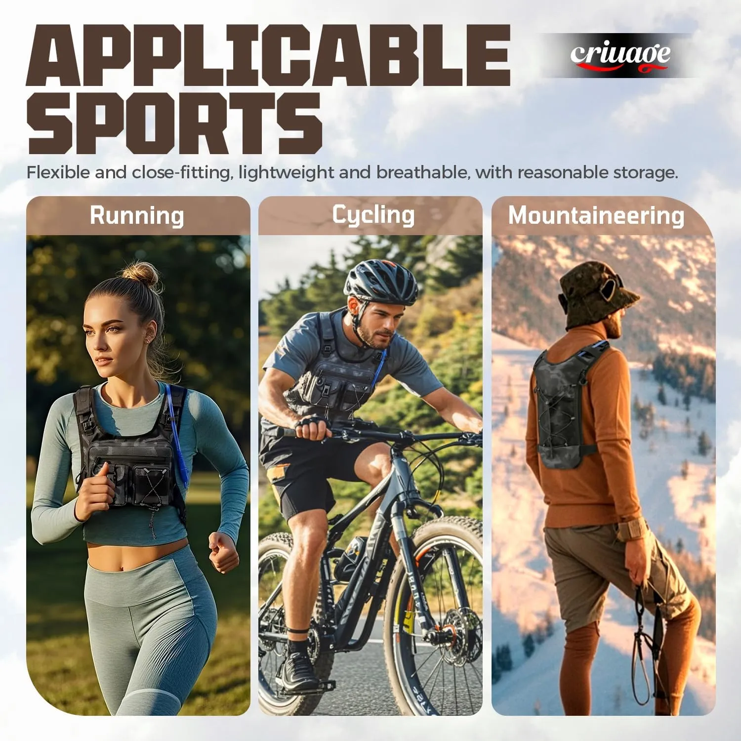 USA Original Patent Running Hydration Vest Backpack, Lightweight Chest Pack with 2.0L Water Bladder Bag Daypack for Hiking Running Cycling Race Marathon for Women Men