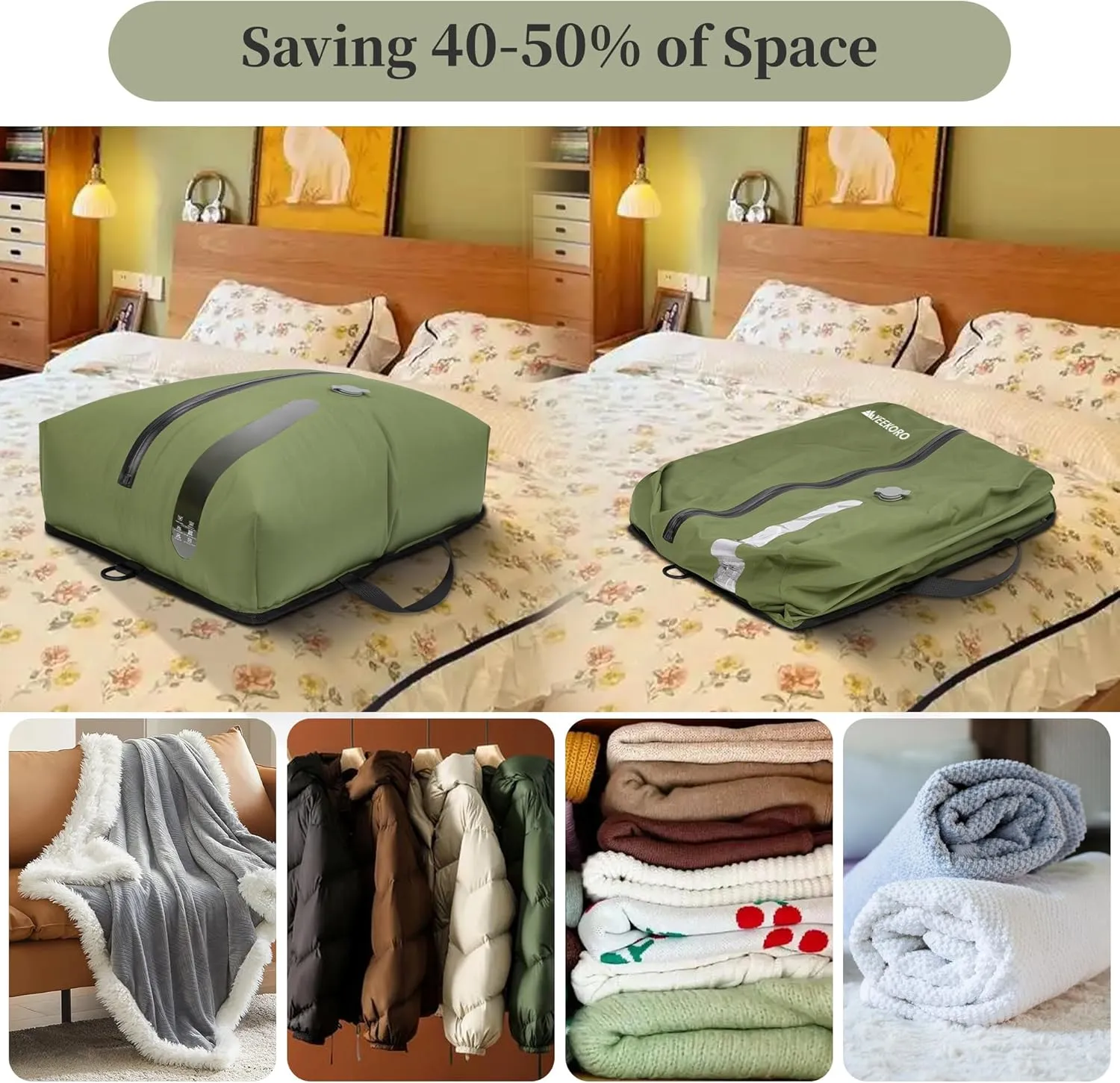 Vacuum Bags for Travel, Professional IP67 Reusable Vacuum Compression Bags for Travel Suitcases and Backpack, Durable Space Saver Bag (1 PACK, No Pump)