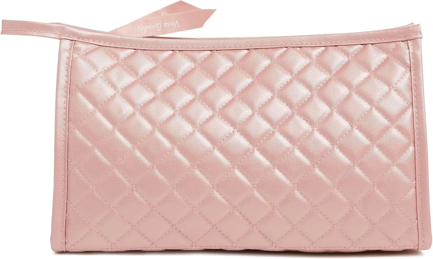 Vera Bradley Cotton Trapeze Cosmetic Makeup Organizer Bag, Rose Quartz
