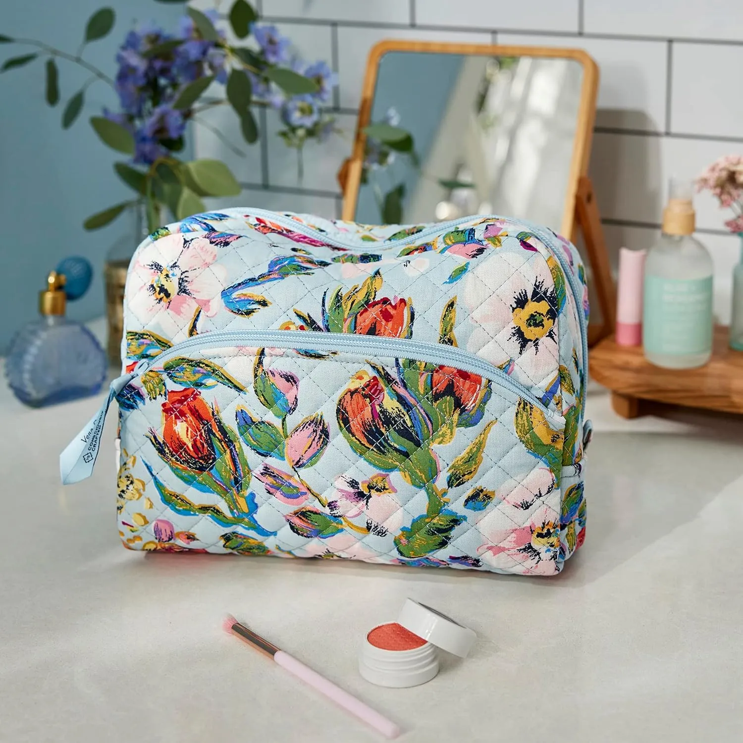 Vera Bradley Women's Cotton Large Cosmetic Makeup Organizer Bag