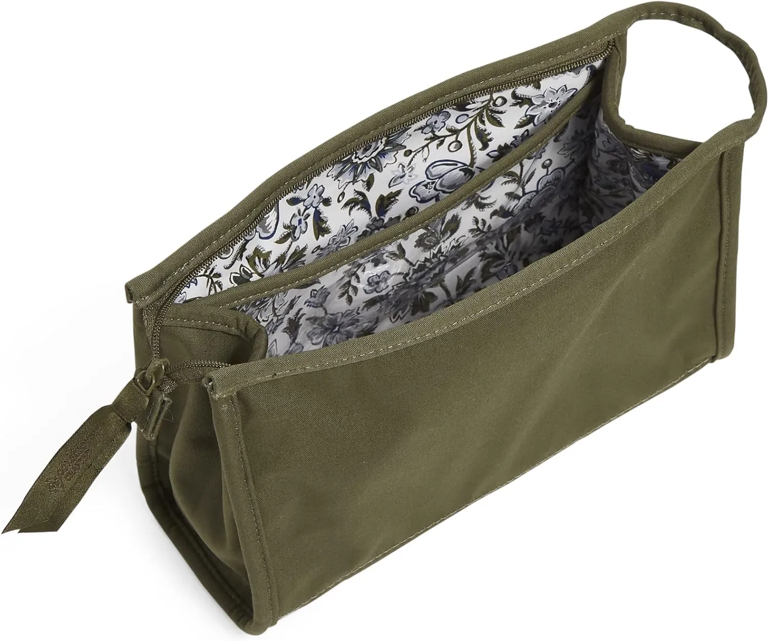 Vera Bradley Women's Cotton Trapeze Cosmetic Makeup Organizer Bag, Climbing Ivy Green, One Size