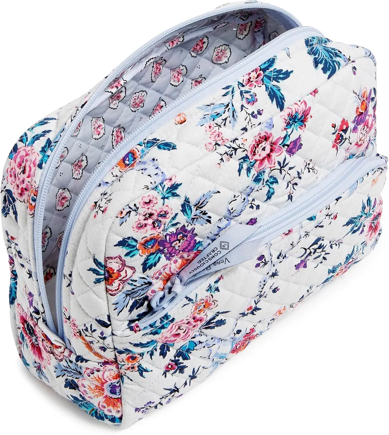 Vera Bradley Women's Iconic Large Cosmetic, Signature Cotton Makeup Bag