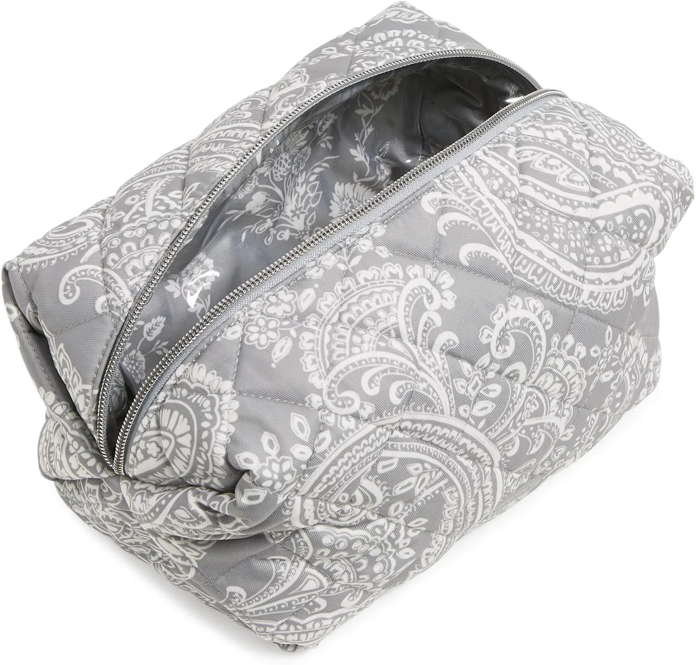 Vera Bradley Women's Performance Twill Large Cosmetic Makeup Organizer Bag, Cloud Gray Paisley, One Size