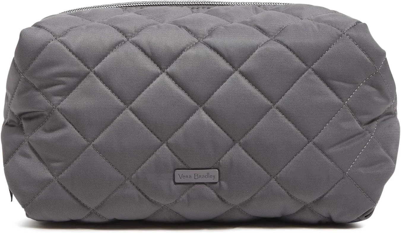 Vera Bradley Women's Performance Twill Large Cosmetic Makeup Organizer Bag, Shadow Gray, One Size