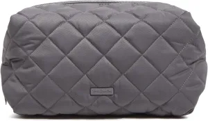 Vera Bradley Women's Performance Twill Large Cosmetic Makeup Organizer Bag, Shadow Gray, One Size