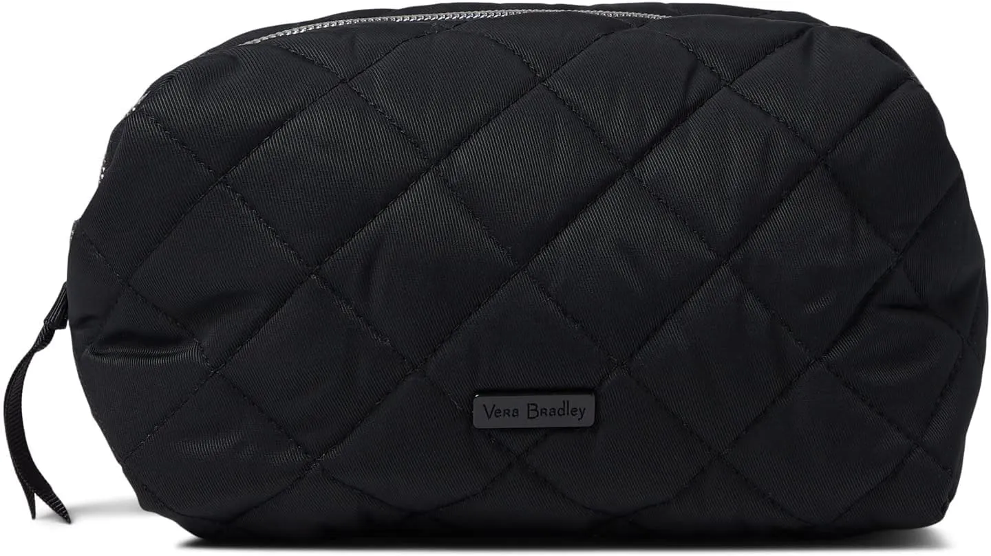 Vera Bradley Women's Performance Twill Medium Cosmetic Makeup Organizer Bag, Black, One Size