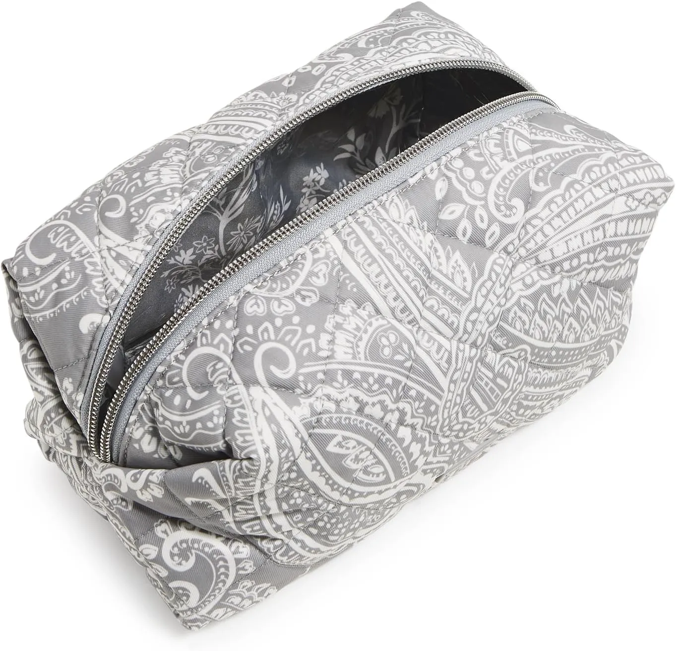 Vera Bradley Women's Performance Twill Medium Cosmetic Makeup Organizer Bag, Cloud Gray Paisley, One Size