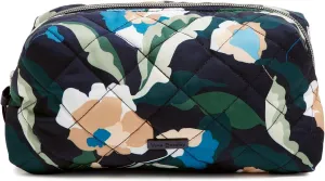 Vera Bradley Women's Performance Twill Medium Cosmetic Makeup Organizer Bag, Immersed Blooms, One Size