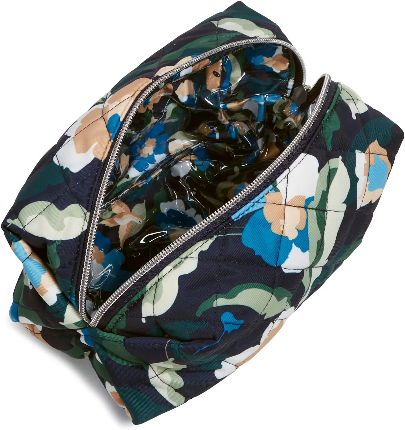 Vera Bradley Women's Performance Twill Medium Cosmetic Makeup Organizer Bag, Immersed Blooms, One Size