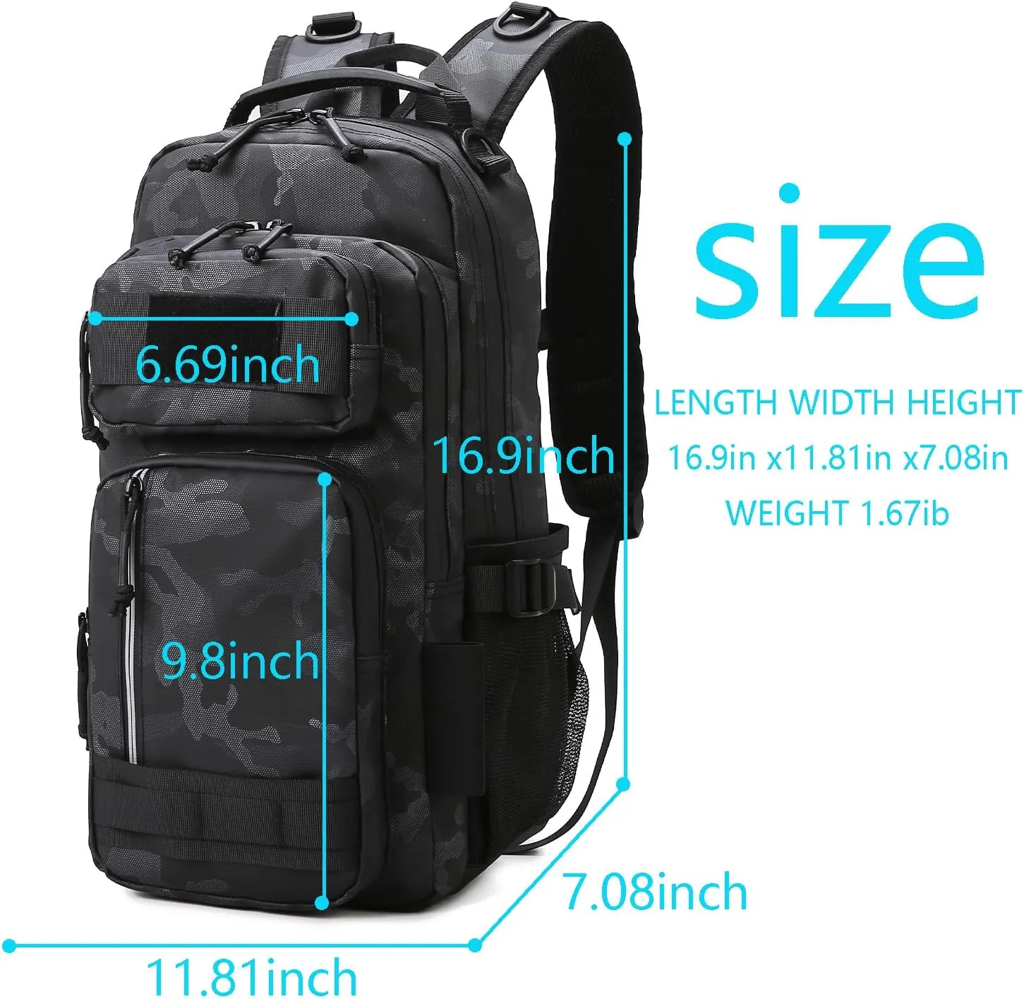 Versatile Fishing Backpack with Rod Holder and Adjustable Straps