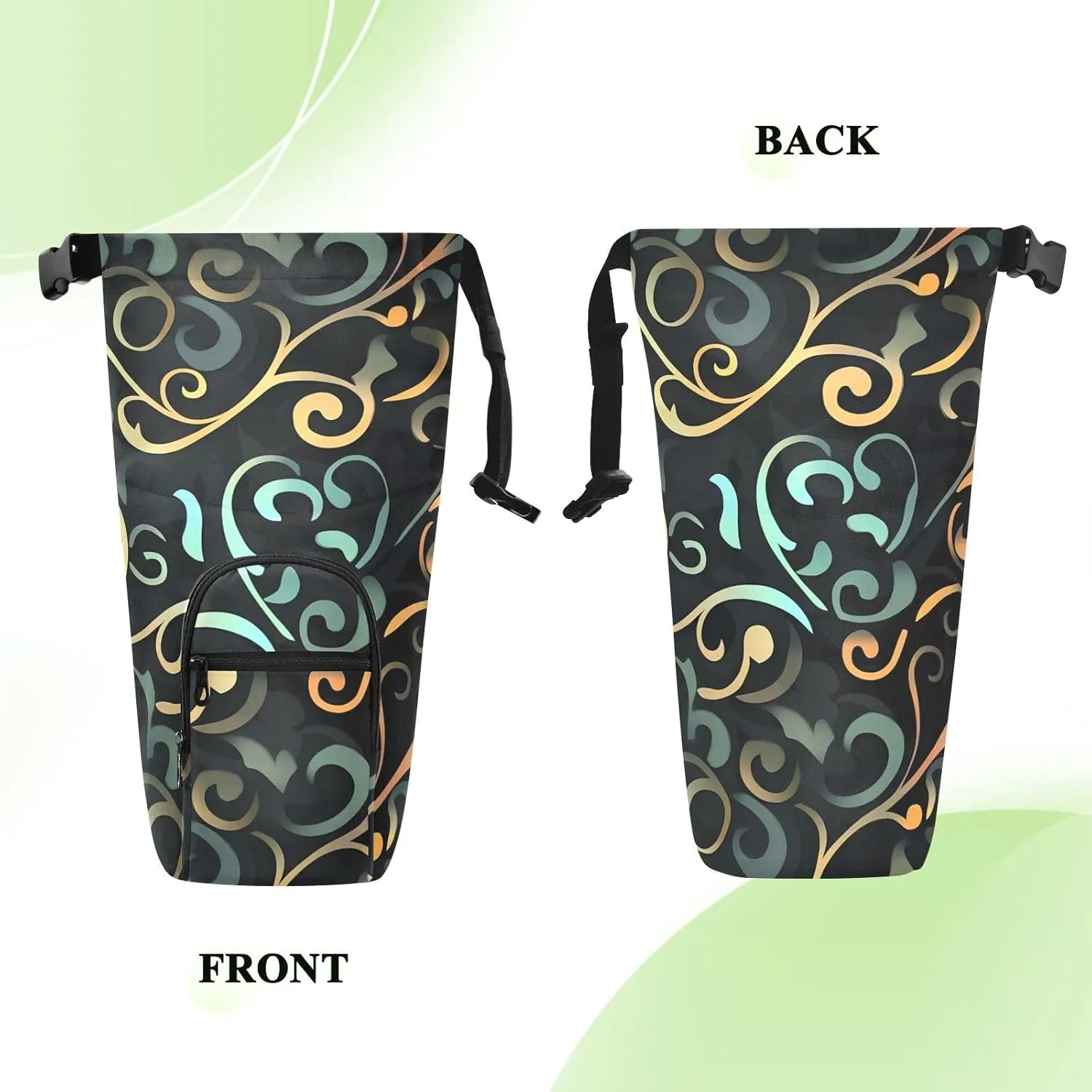 Versatile Insulated Water Bottle Bag, Fits 20oz-40oz Bottles, Lightweight & Adjustable for Commuting, Travel, Hiking & Outdoor Adventures, Reed Pattern (13)