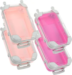 VICASKY Mini Suitcase Makeup Box, 4pcs False Eyelashes Storage Case, Travel Organizer for Eyelash and Cosmetics, Pink & Rose Pink, 6.49 x 3.34 x 1.96 Inch