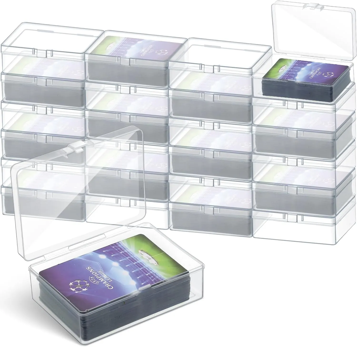 Vicenpal 36 Pcs Playing Card Boxes Clear Plastic Deck Cases Trading Card Storage Boxes Compatible with MTG TCG 100 Game Cases Holder 4.45 x 2.91 x 1.35 Inch