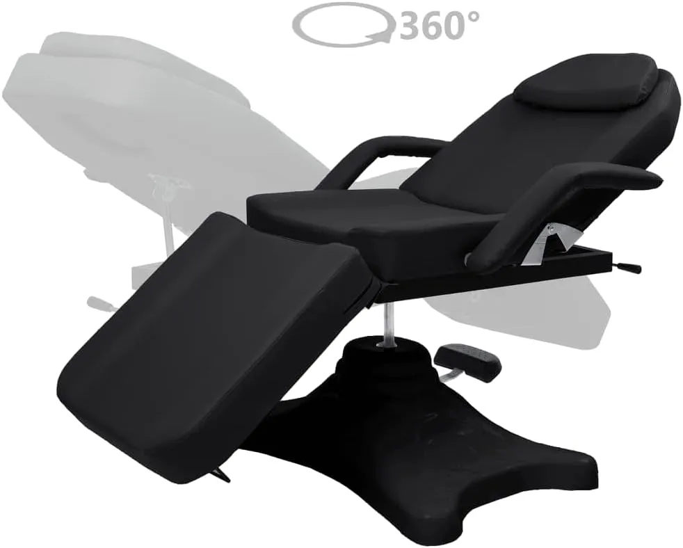 vidaXL Versatile Massage Table - Black, Adjustable, Rotatable, Comfortable Foam-Cushioned, 70.9"x24.4"x(34.1"-46.5"), PVC, Iron, Plywood, Fiber-Reinforced Plastic Material