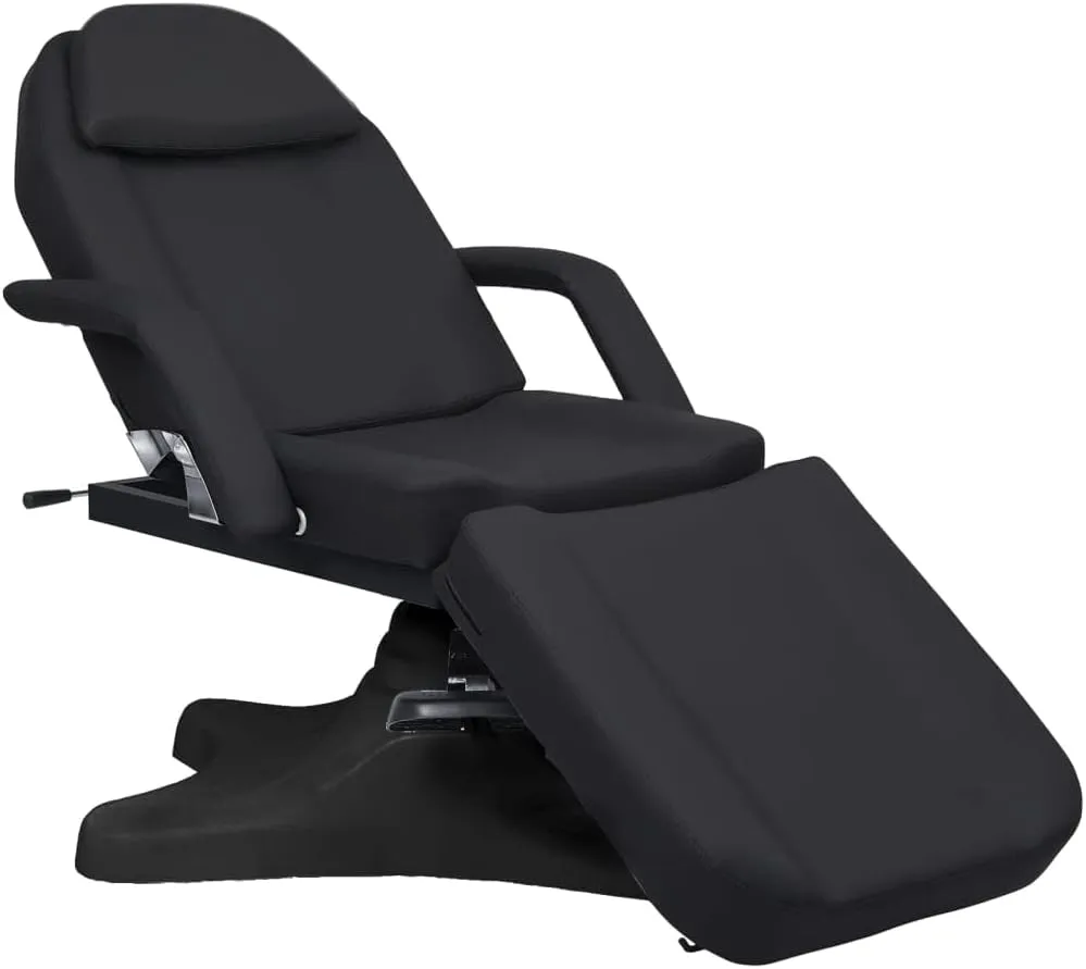 vidaXL Versatile Massage Table - Black, Adjustable, Rotatable, Comfortable Foam-Cushioned, 70.9"x24.4"x(34.1"-46.5"), PVC, Iron, Plywood, Fiber-Reinforced Plastic Material