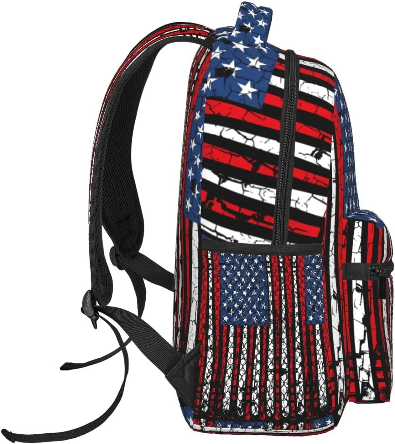 Vintage Baseball American Flag Backpack Casual Pack Bag Laptop Backpack With Side Pocket Front Zipper Pocket Bookpack Travel Daypack Picnic Rucksack