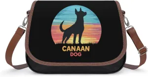 Vintage Canaan Dog Crossbody Bags for Women Shoulder Bag Flap Handbags Leather Cross Body Purse