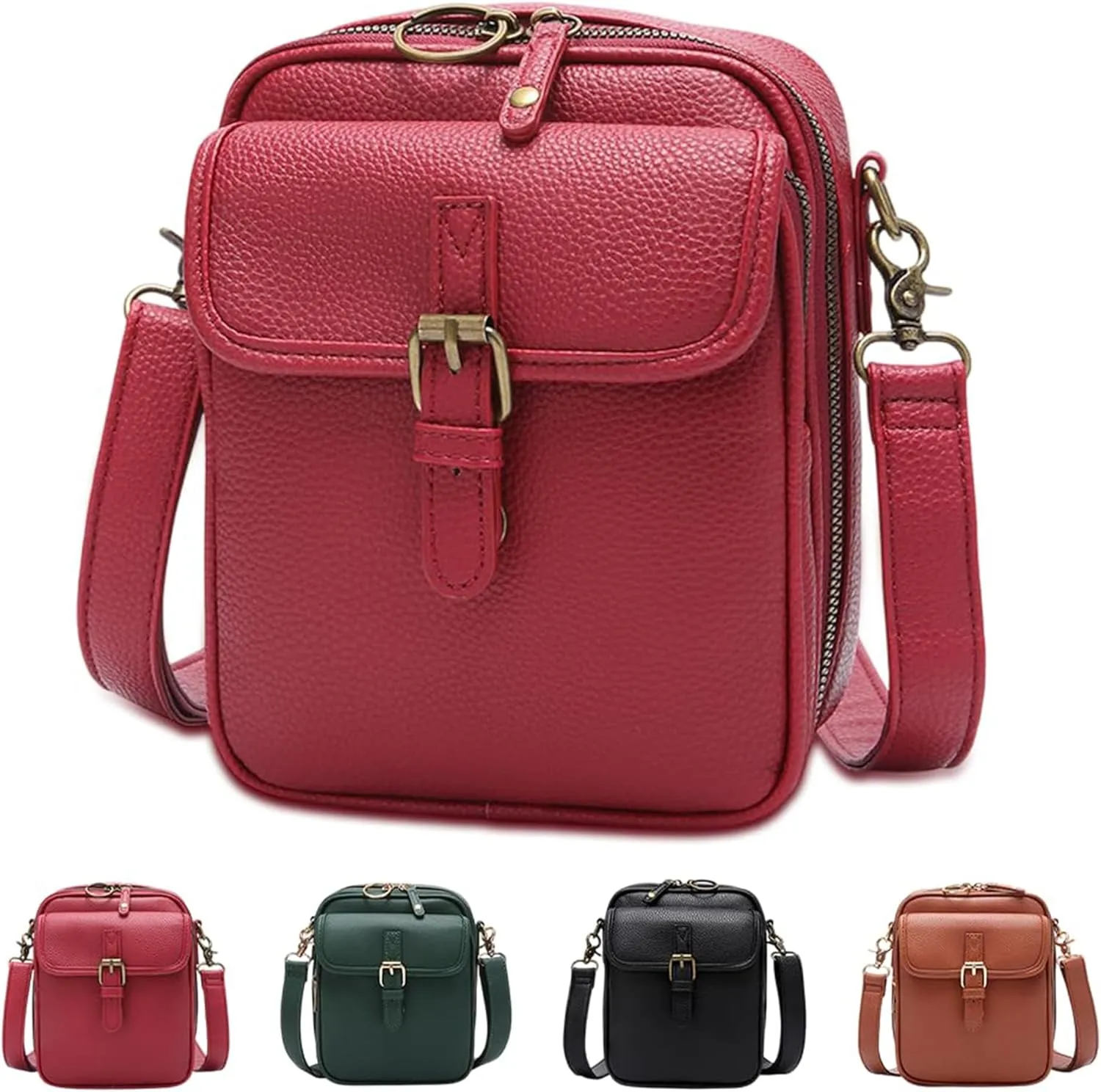 Vintage Double Layer Large Capacity Mini Messenger Bag, 2025 New Leather Small Crossbody Messenger Bag for Women Men