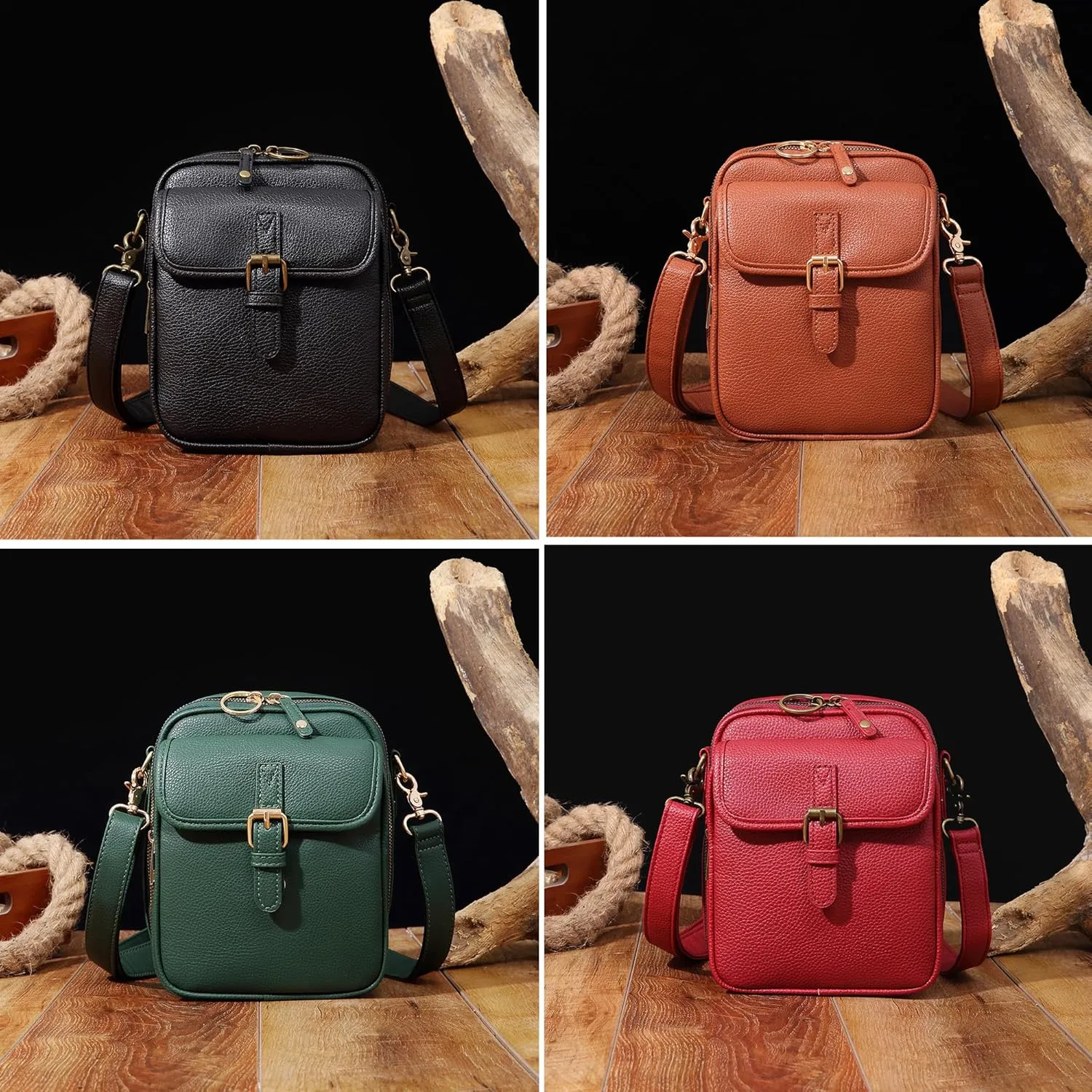 Vintage Double Layer Large Capacity Mini Messenger Bag, 2025 New Leather Small Crossbody Messenger Bag for Women Men