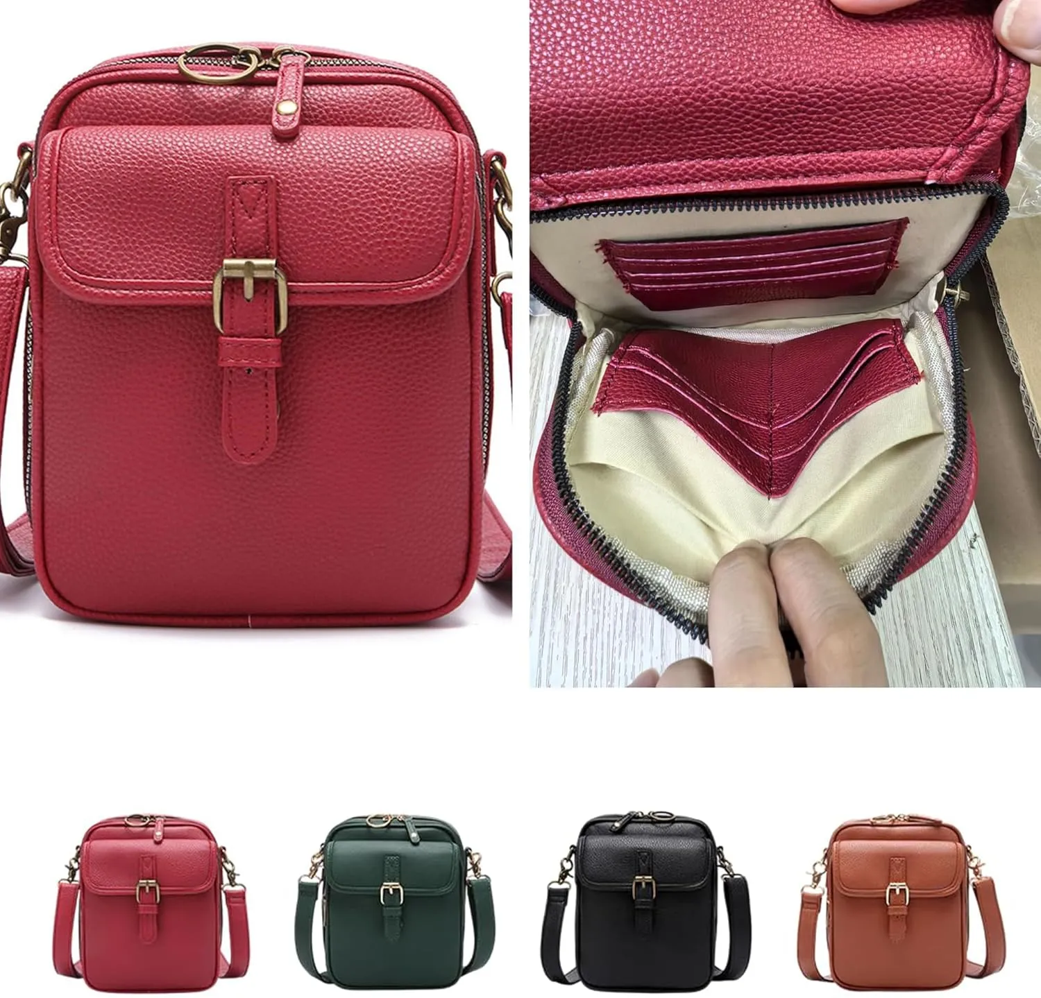 Vintage Double Layer Large Capacity Mini Messenger Bag, 2025 New Leather Small Crossbody Messenger Bag for Women Men