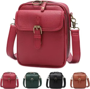 Vintage Double Layer Large Capacity Mini Messenger Bag, 2025 New Leather Small Crossbody Messenger Bag for Women Men