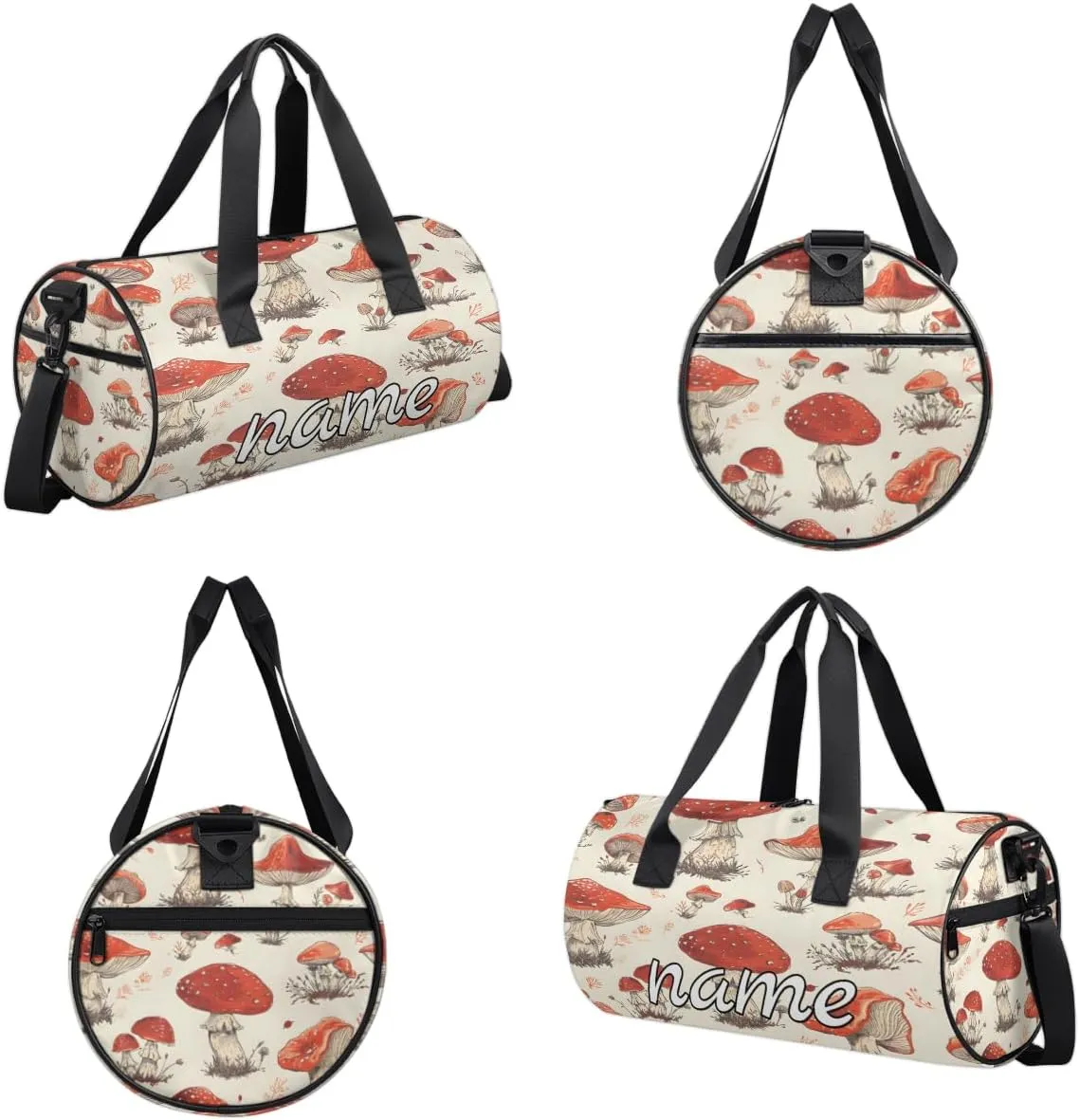 Vintage Mushroom Custom Duffel Bags Weekender Bags Custom Sport Duffel Bag Carry on Overnight Weekender Bag