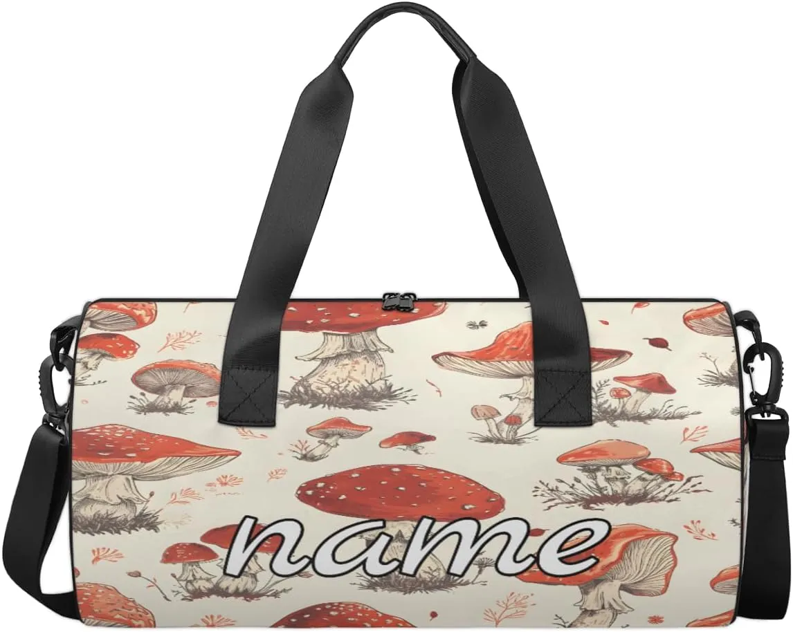 Vintage Mushroom Custom Duffel Bags Weekender Bags Custom Sport Duffel Bag Carry on Overnight Weekender Bag